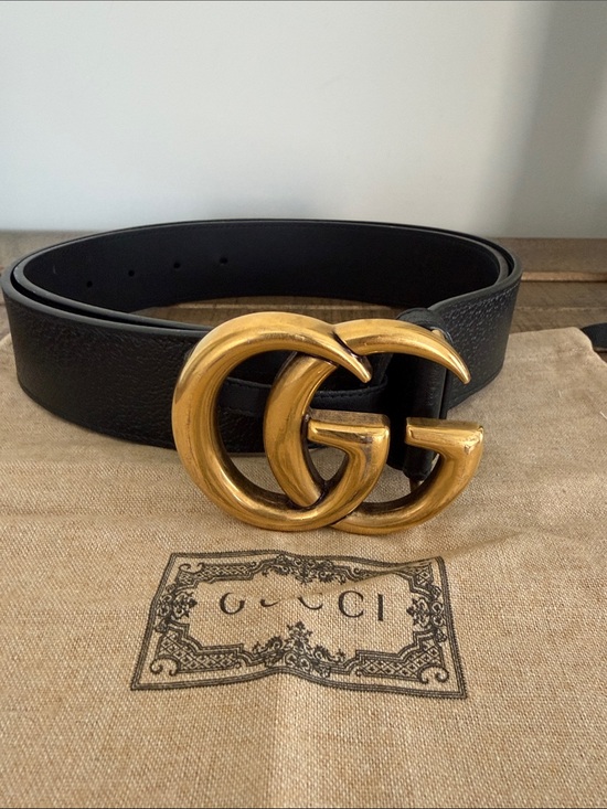 Gucci Accessories - Gucci Black Leather Belt with Gold Double G Buckle